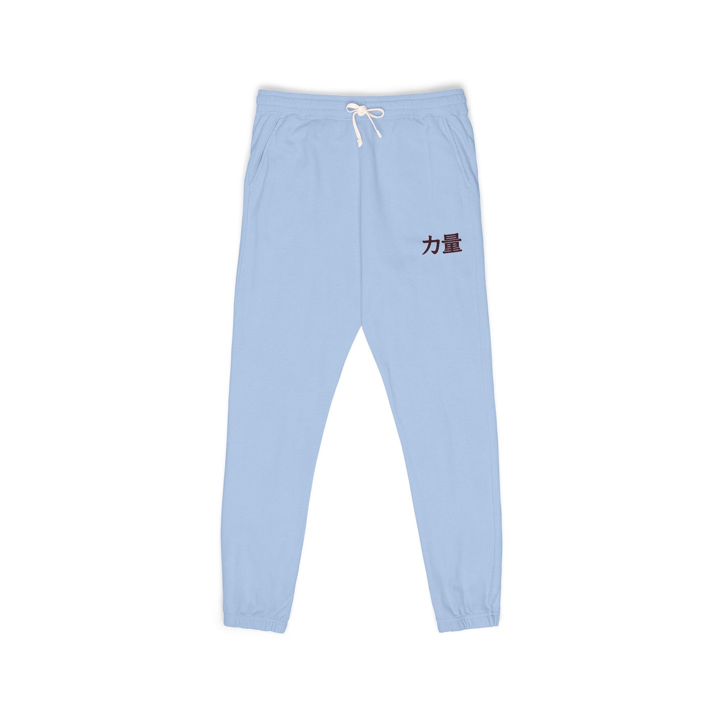 Washed Fleece Sweatpants — "Strength" Chinese Saying Graphic Joggers