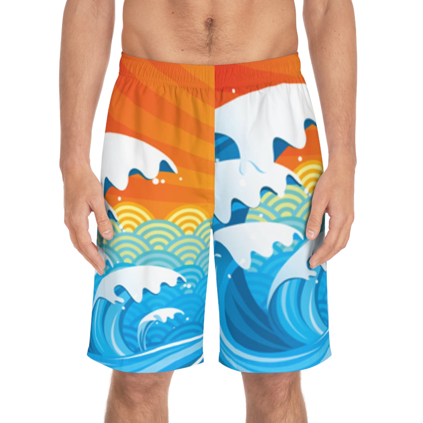 Shorts de tabla con olas oceánicas vibrantes | Perfectos para días de playa, diversión de verano, fiestas en la piscina, ropa de vacaciones y trajes de baño para hombre 