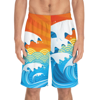 Shorts de tabla con olas oceánicas vibrantes | Perfectos para días de playa, diversión de verano, fiestas en la piscina, ropa de vacaciones y trajes de baño para hombre 