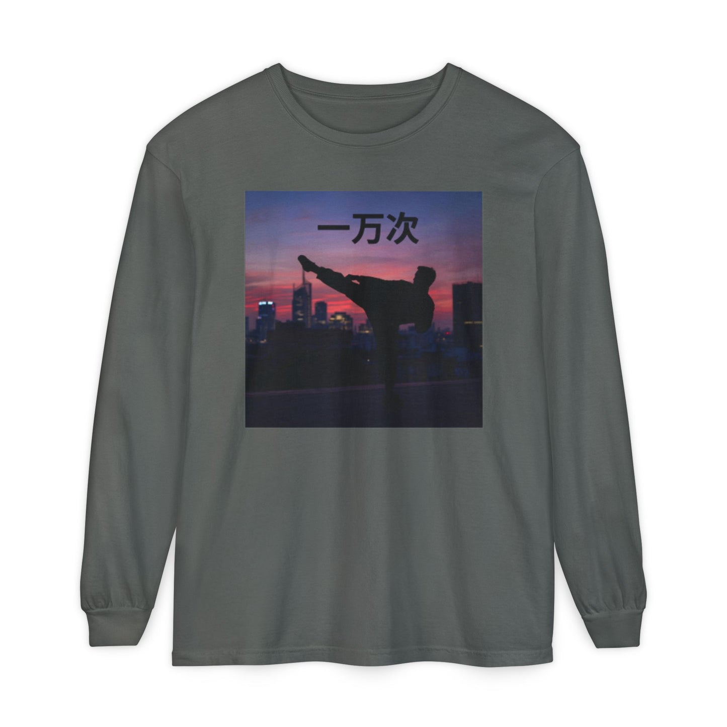 "Ten Thousand Times" - Urban Chic Long Sleeve T-Shirt, Streetwear Tee, Graphic Tee, Casual Outfit, Stylish Layering Top