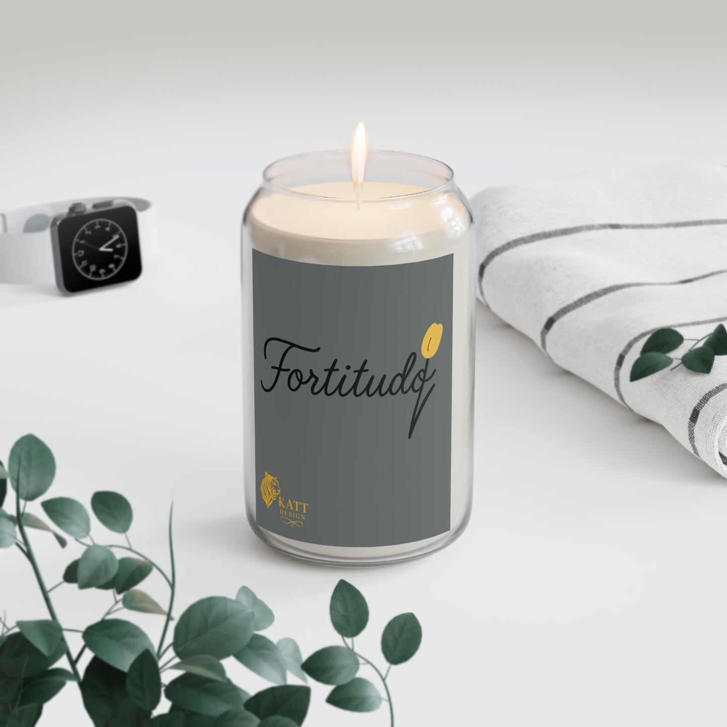 Fortitudo; "Strength" KATT Design, LLC - Scented Soy Candle - 13.75oz, Motivational Candle, Home Decor, Self-Care Gift, Stress Relief Candle, Aromatherapy