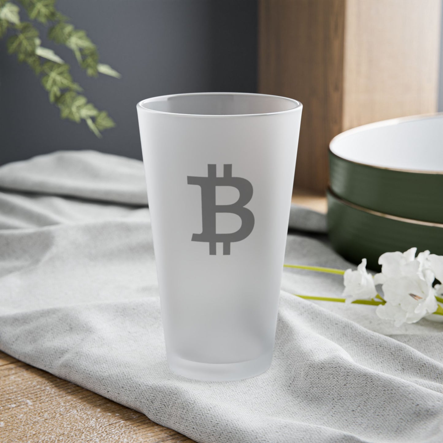 Vaso de pinta esmerilado - Diseño de Bitcoin, Regalo de criptomonedas, Vaso de cerveza vegano, Vaso divertido para fiestas, Accesorios de bar para el hogar 