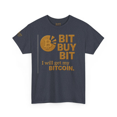 Camiseta unisex de algodón grueso con la frase "Bit Buy Bit" (Bitcoin)