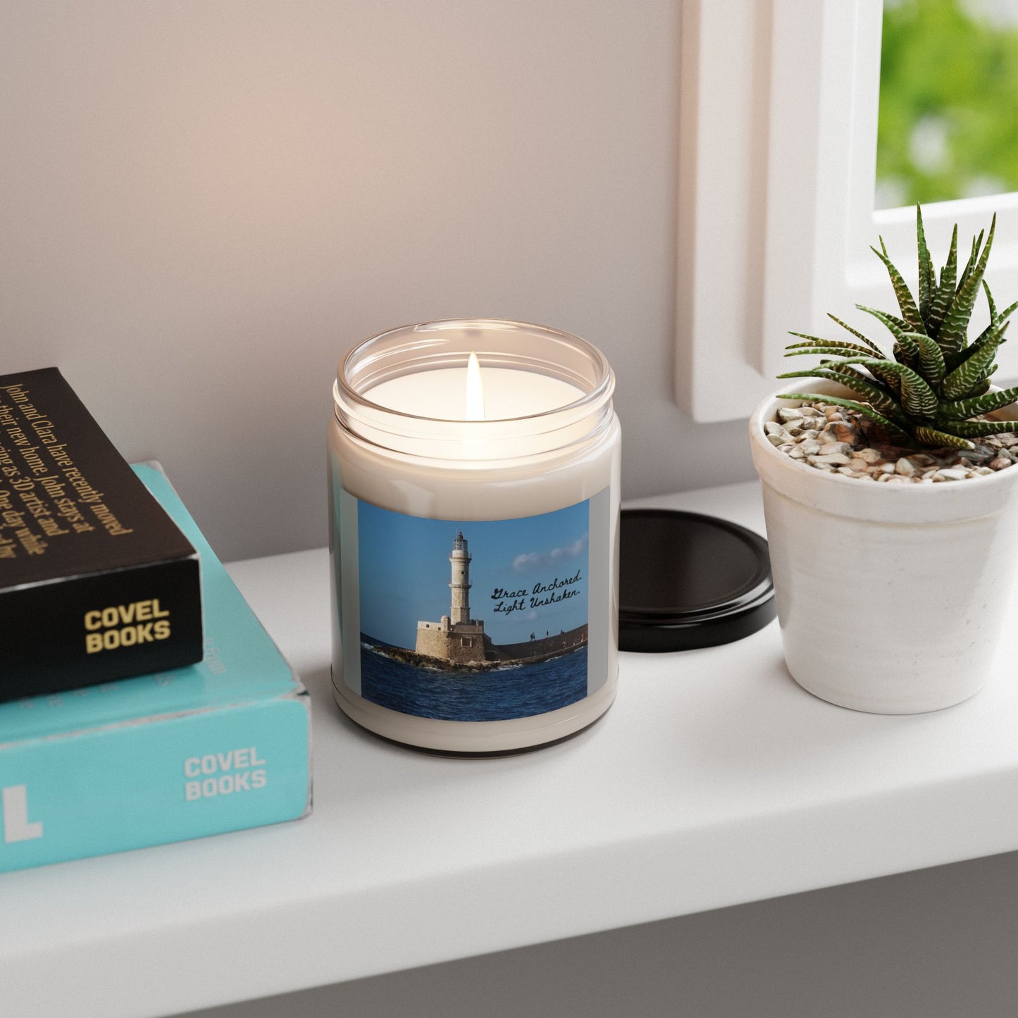 "Grace" Lighthouse 9oz Scented Soy Candle — Nautical Coastal Home Fragrance
