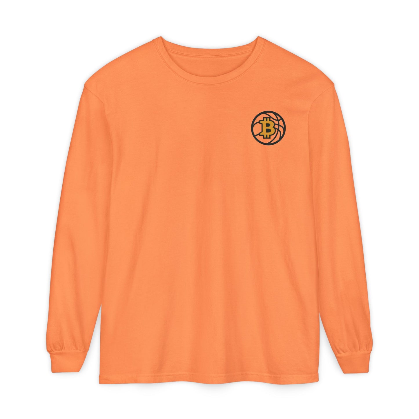 Bitcoin Basketball Long Sleeve T-Shirt - Casual Wear, Minimalist Style, Everyday Comfort, Streetwear Essentials