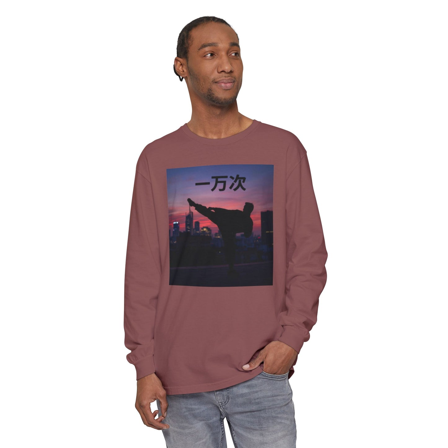 "Ten Thousand Times" - Urban Chic Long Sleeve T-Shirt, Streetwear Tee, Graphic Tee, Casual Outfit, Stylish Layering Top