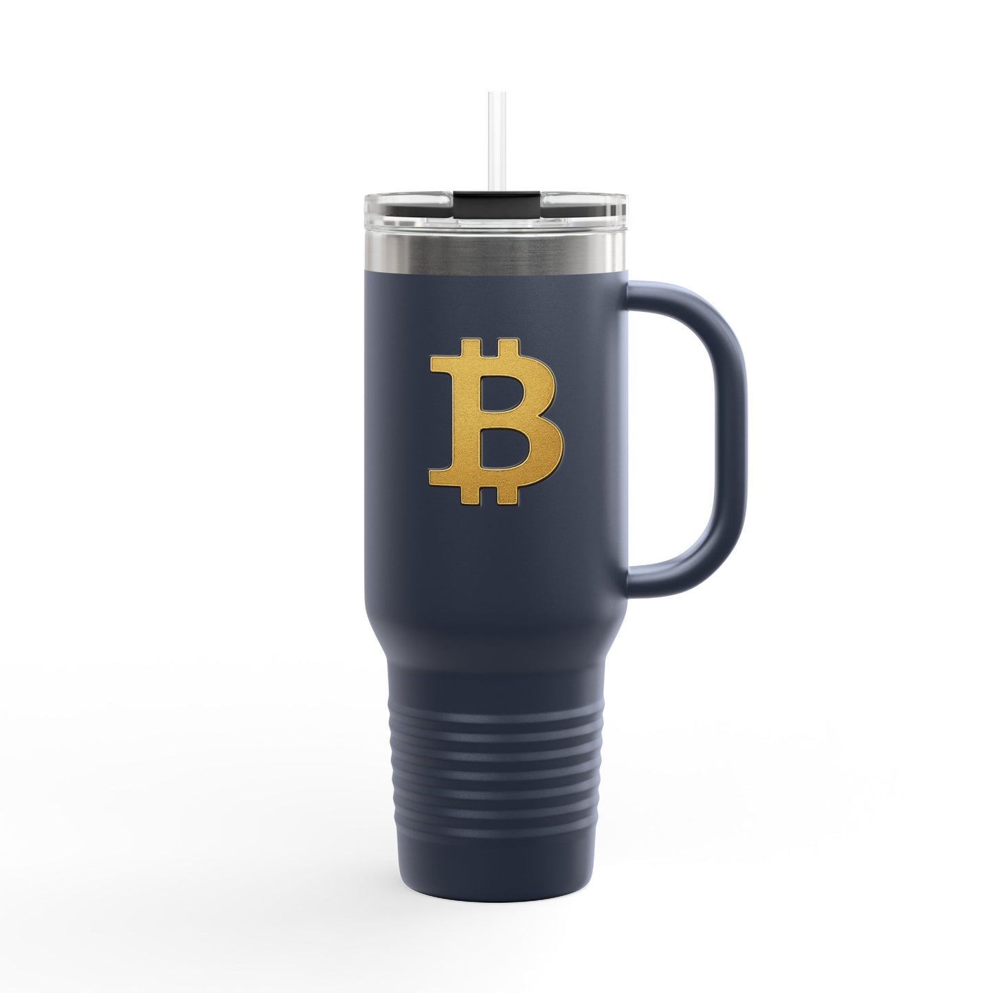 Bitcoin/Crypto - KATT Design, LLC - Insulated Travel Mug with Strength Motif - Coffee Lovers, Gifts, Hydration, Outdoor Adventures