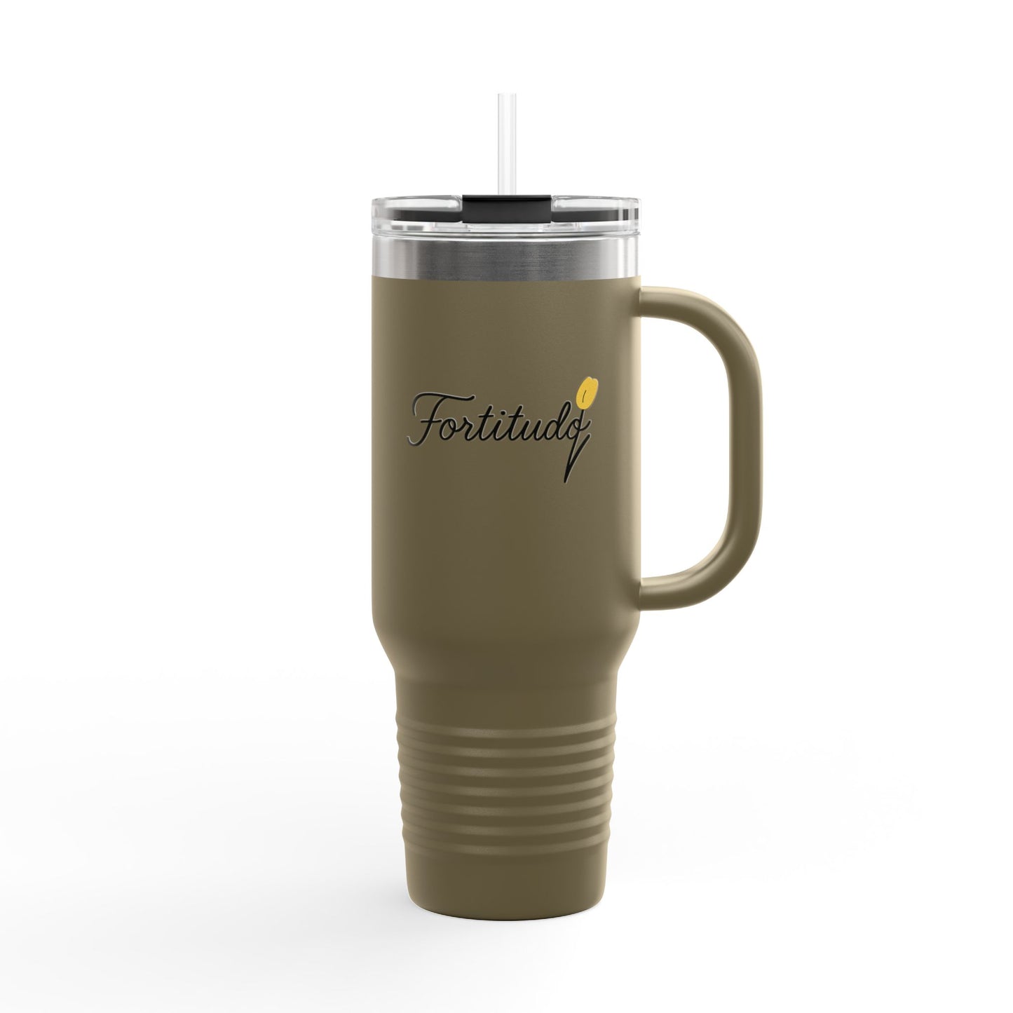 Fortitudo; "Strength" KATT Design, LLC - Insulated Travel Mug with Strength Motif - Perfect for Coffee Lovers, Gifts, On-the-Go Hydration, Outdoor Adventures
