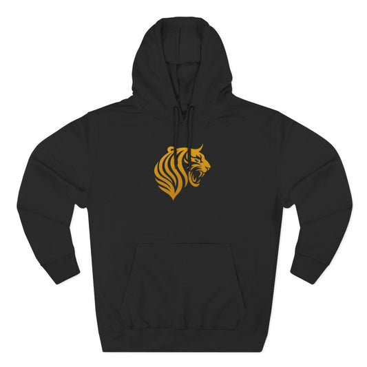 KATT Design Fleece Hoodie — Minimal Gold Tiger Crest Pullover