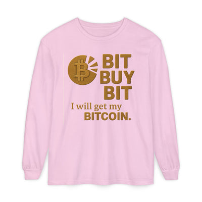 Bit a Bit - Consigue Bitcoin; Camiseta de manga larga con criptomonedas: ropa informal, estilo minimalista, comodidad para el día a día, prendas básicas de calle.