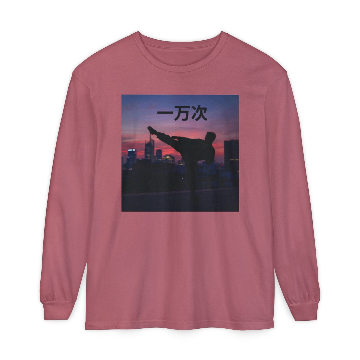 "Ten Thousand Times" - Urban Chic Long Sleeve T-Shirt, Streetwear Tee, Graphic Tee, Casual Outfit, Stylish Layering Top