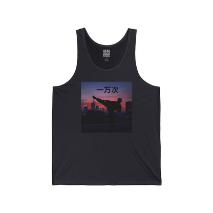 "Ten Thousand Times" Chinese - Jersey Tank with Inspirational Design, Cool Athletic Wear, Casual Summer Top, Perfect Gift for Fitness Lovers, Stylish Graphic Tee