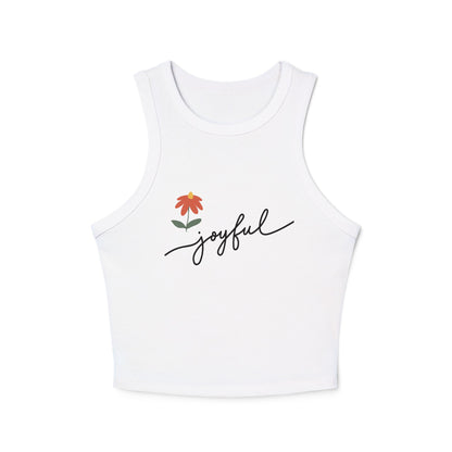 Camiseta sin mangas con estampado floral alegre, top corto para mujer, estilo veraniego, ropa de diario, ropa motivacional, camiseta informal para entrenar. 