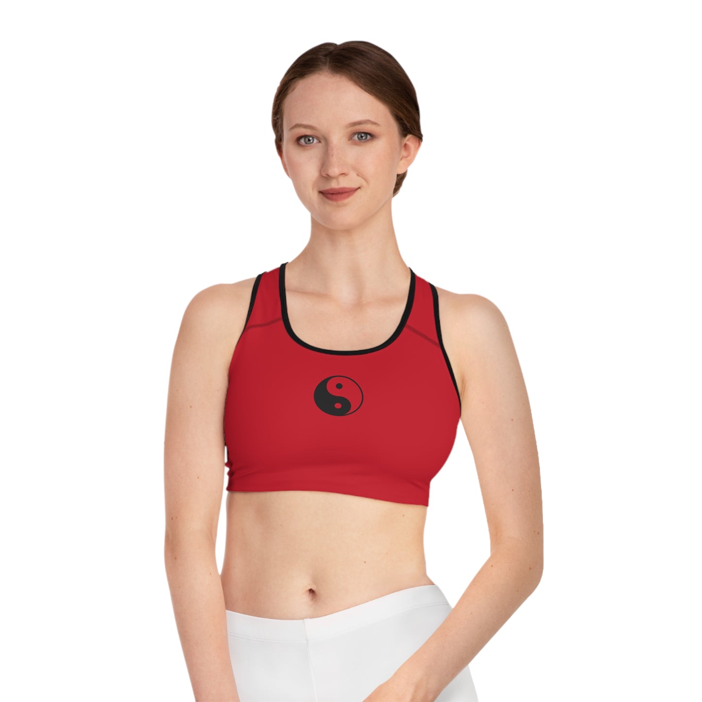 Yin Yang Sporty Sports Bra, Activewear for Yoga, Gym, & Fitness - Workout Gear, Gift for Athletes, Trendy AOP Design