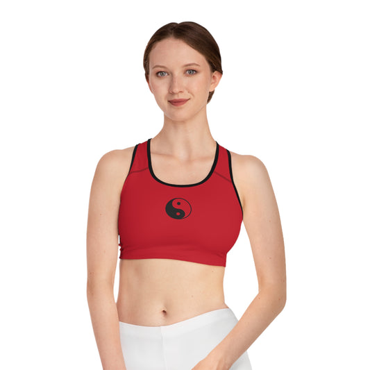 Yin Yang Sporty Sports Bra, Activewear for Yoga, Gym, & Fitness - Workout Gear, Gift for Athletes, Trendy AOP Design