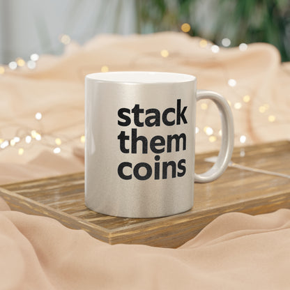 Metallic Bitcoin Mug - Ideal for Coffee Lovers, Unique Gift for Cryptocurrency Enthusiasts, Perfect for Home or Office Use, 11oz