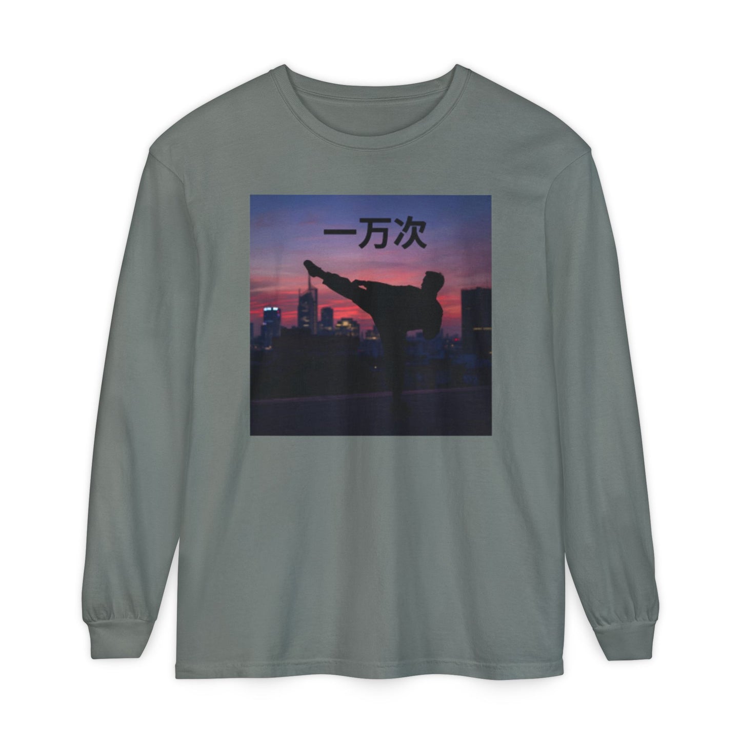 "Ten Thousand Times" - Urban Chic Long Sleeve T-Shirt, Streetwear Tee, Graphic Tee, Casual Outfit, Stylish Layering Top