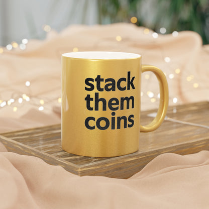 Metallic Bitcoin Mug - Ideal for Coffee Lovers, Unique Gift for Cryptocurrency Enthusiasts, Perfect for Home or Office Use, 11oz