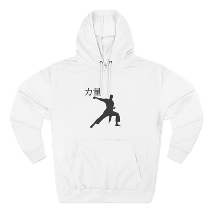 Martial Arts Silhouette Hoodie — Strength (力量) Graphic Fleece