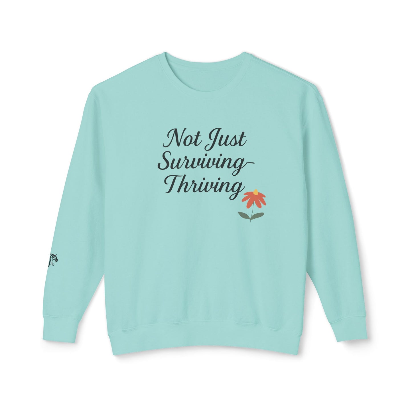 DV Awareness Crewneck Sweatshirt - Not Just Surviving, Thriving, Cozy for Resilience, Encouragement, Everyday Wear, Self-Care