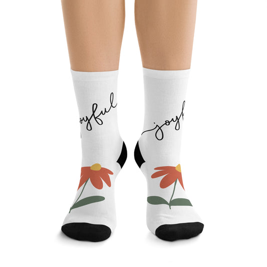 Joyful Floral Recycled Poly Socks - Eco-Friendly Gift, Everyday Wear, Sustainable Fashion, Positive Vibes, Floral Pattern, Sustainable Gifts