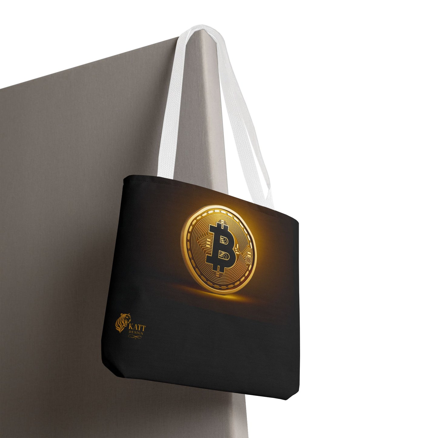 Cryptocurrency Tote Bag, Bitcoin Shopper, Eco-Friendly Gift, Stylish Networker, AOP Design, Perfect for Tech Lovers