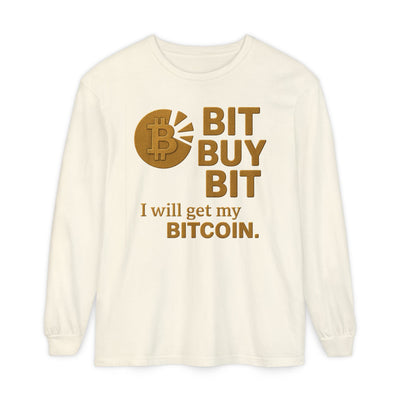 Bit a Bit - Consigue Bitcoin; Camiseta de manga larga con criptomonedas: ropa informal, estilo minimalista, comodidad para el día a día, prendas básicas de calle.