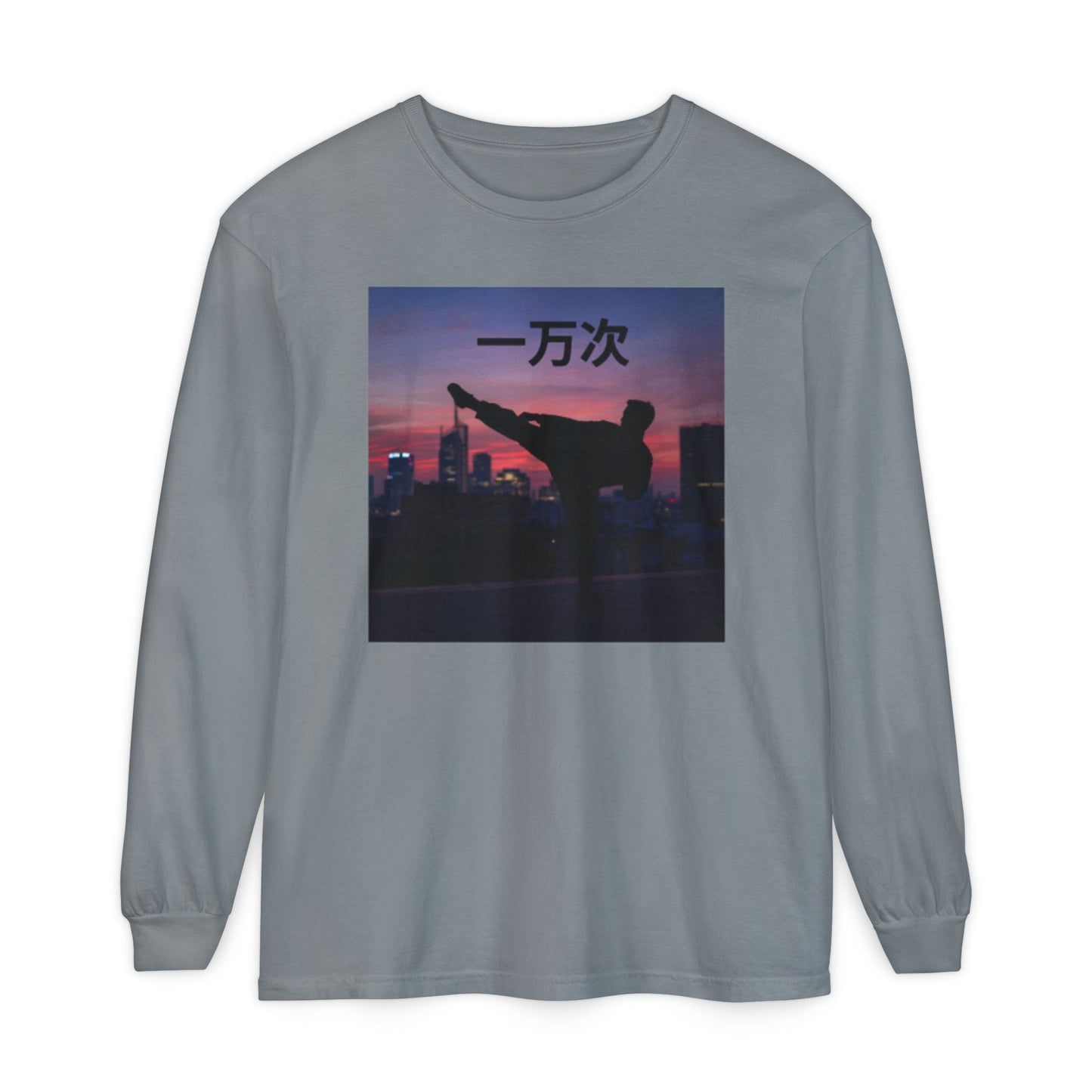 "Ten Thousand Times" - Urban Chic Long Sleeve T-Shirt, Streetwear Tee, Graphic Tee, Casual Outfit, Stylish Layering Top