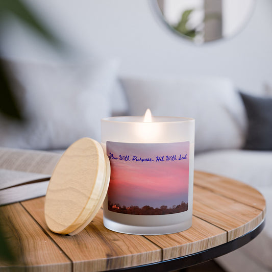 Frosted Glass Candle — "Live With Purpose, Act With Love" Scented Jar (11oz)