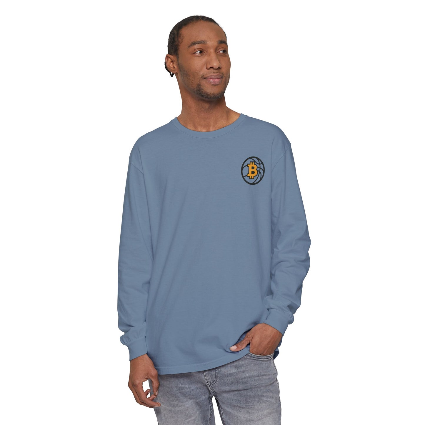 Bitcoin Basketball Long Sleeve T-Shirt - Casual Wear, Minimalist Style, Everyday Comfort, Streetwear Essentials