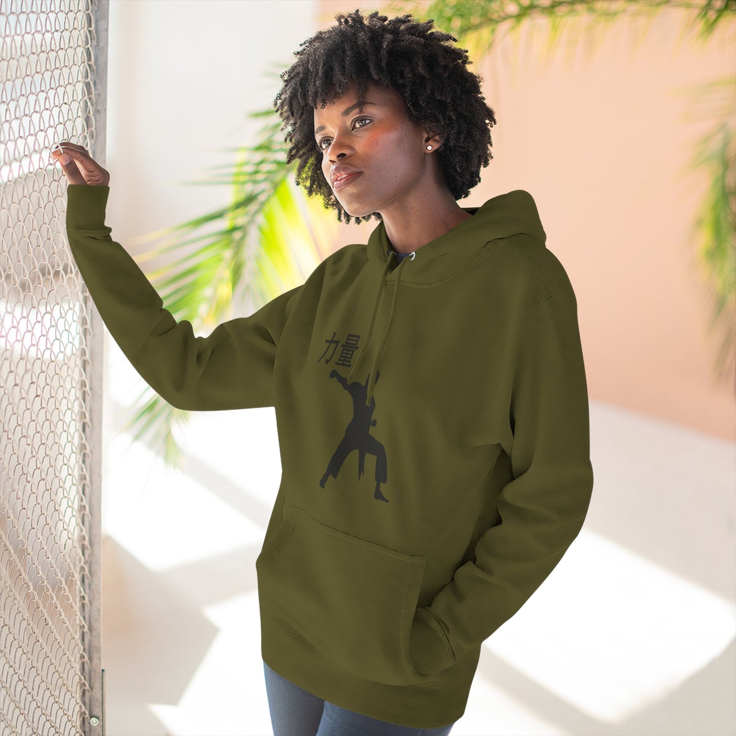Martial Arts Silhouette Hoodie — Strength (力量) Graphic Fleece