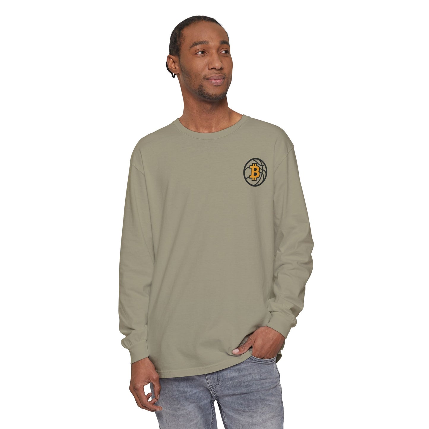 Bitcoin Basketball Long Sleeve T-Shirt - Casual Wear, Minimalist Style, Everyday Comfort, Streetwear Essentials