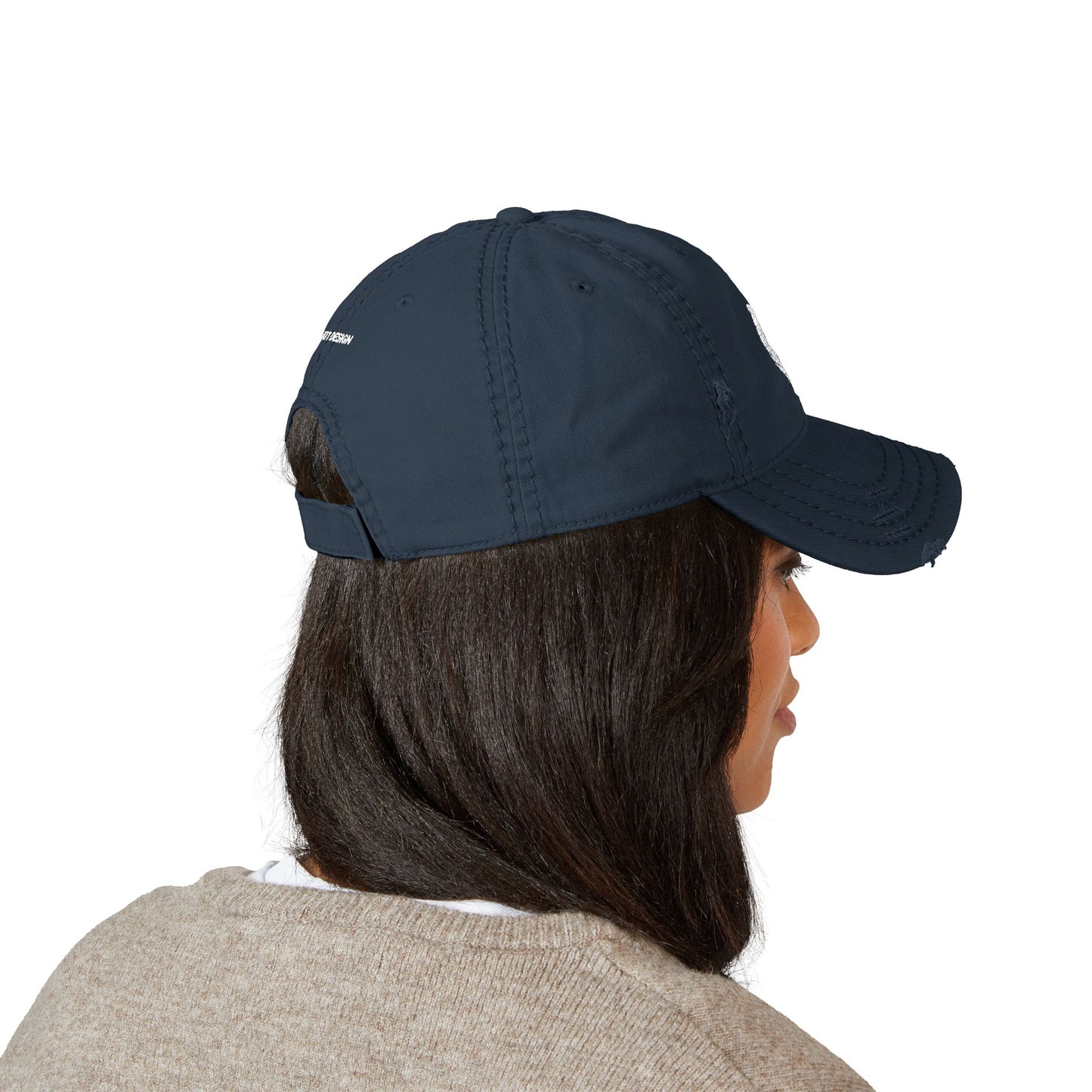 KATT Design, LLC; Distressed Hat with Embroidery, Casual Cap, Adjustable Hat