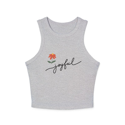 Camiseta sin mangas con estampado floral alegre, top corto para mujer, estilo veraniego, ropa de diario, ropa motivacional, camiseta informal para entrenar. 