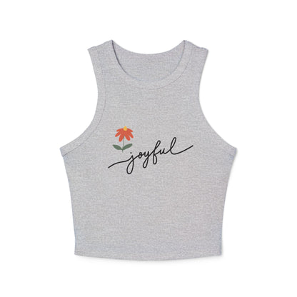 Camiseta sin mangas con estampado floral alegre, top corto para mujer, estilo veraniego, ropa de diario, ropa motivacional, camiseta informal para entrenar. 