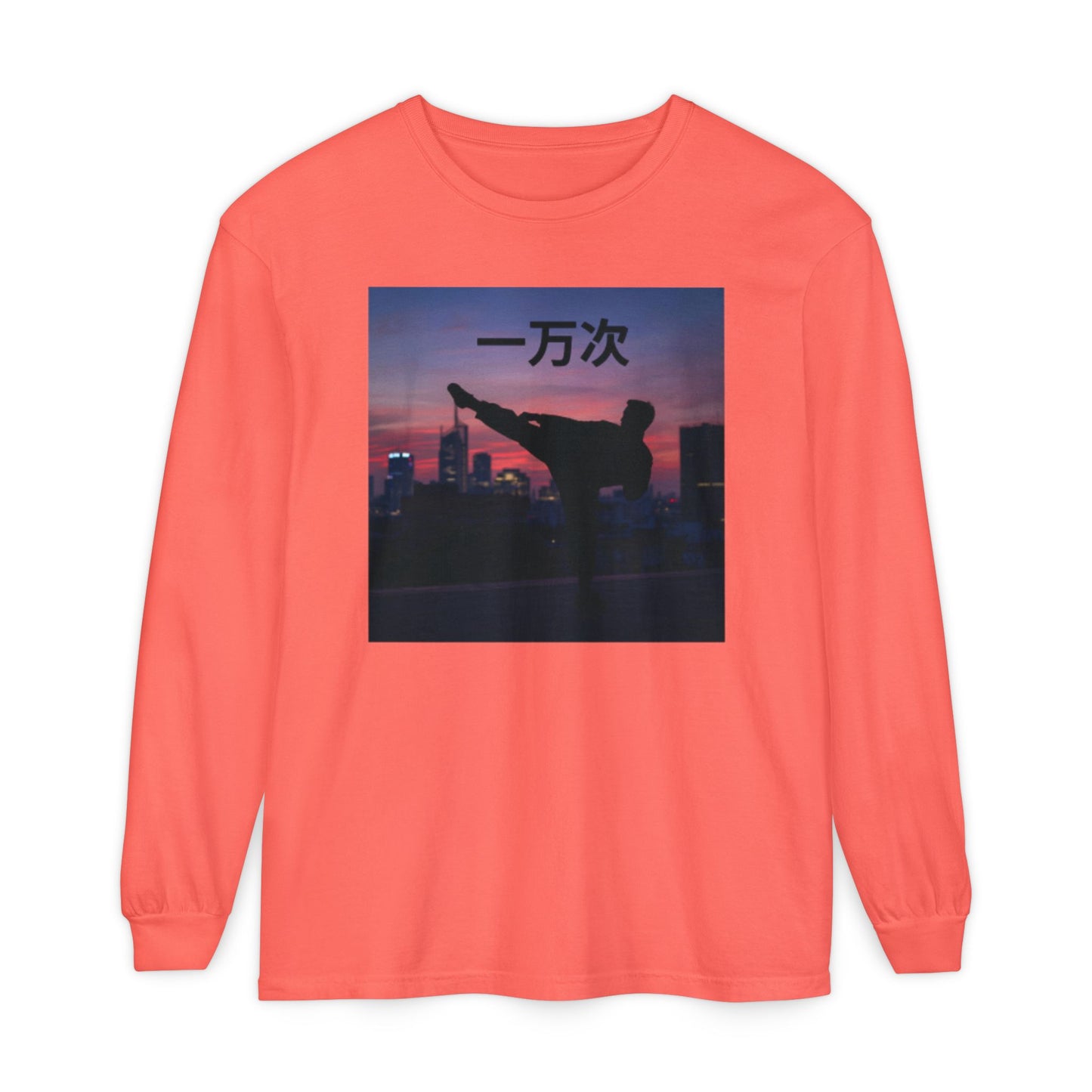 "Ten Thousand Times" - Urban Chic Long Sleeve T-Shirt, Streetwear Tee, Graphic Tee, Casual Outfit, Stylish Layering Top