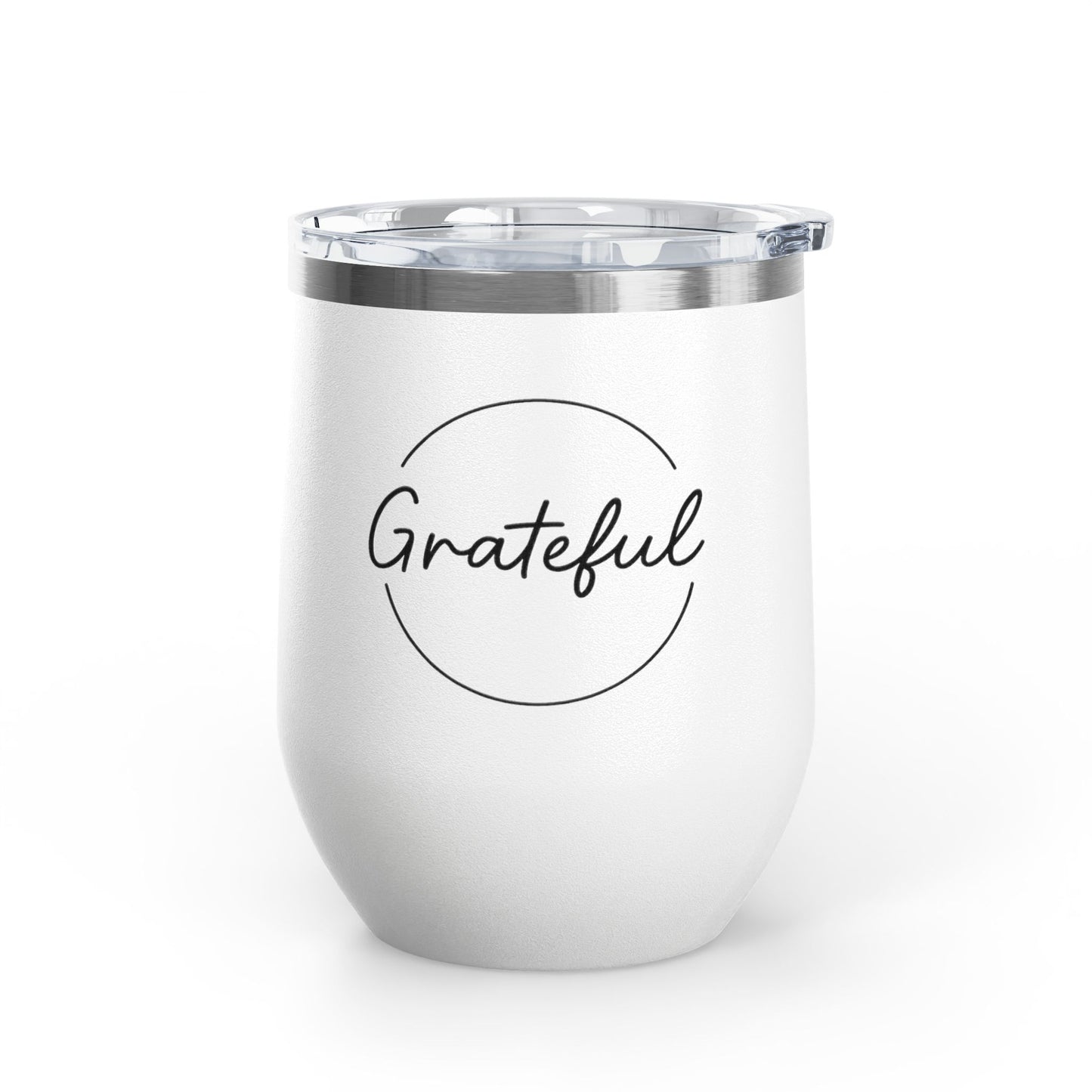 Grateful Wine Tumbler | 12oz Stainless Steel Insulated Cup, Birthday Gift, Wine Lover's Gift, Outdoor Events, Bachelorette Party Favor