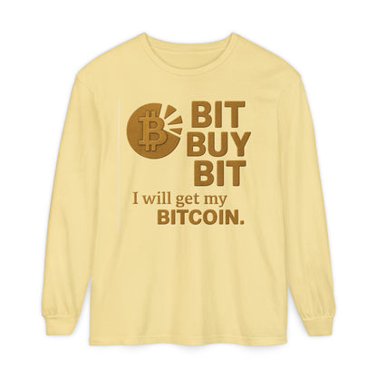 Bit a Bit - Consigue Bitcoin; Camiseta de manga larga con criptomonedas: ropa informal, estilo minimalista, comodidad para el día a día, prendas básicas de calle.