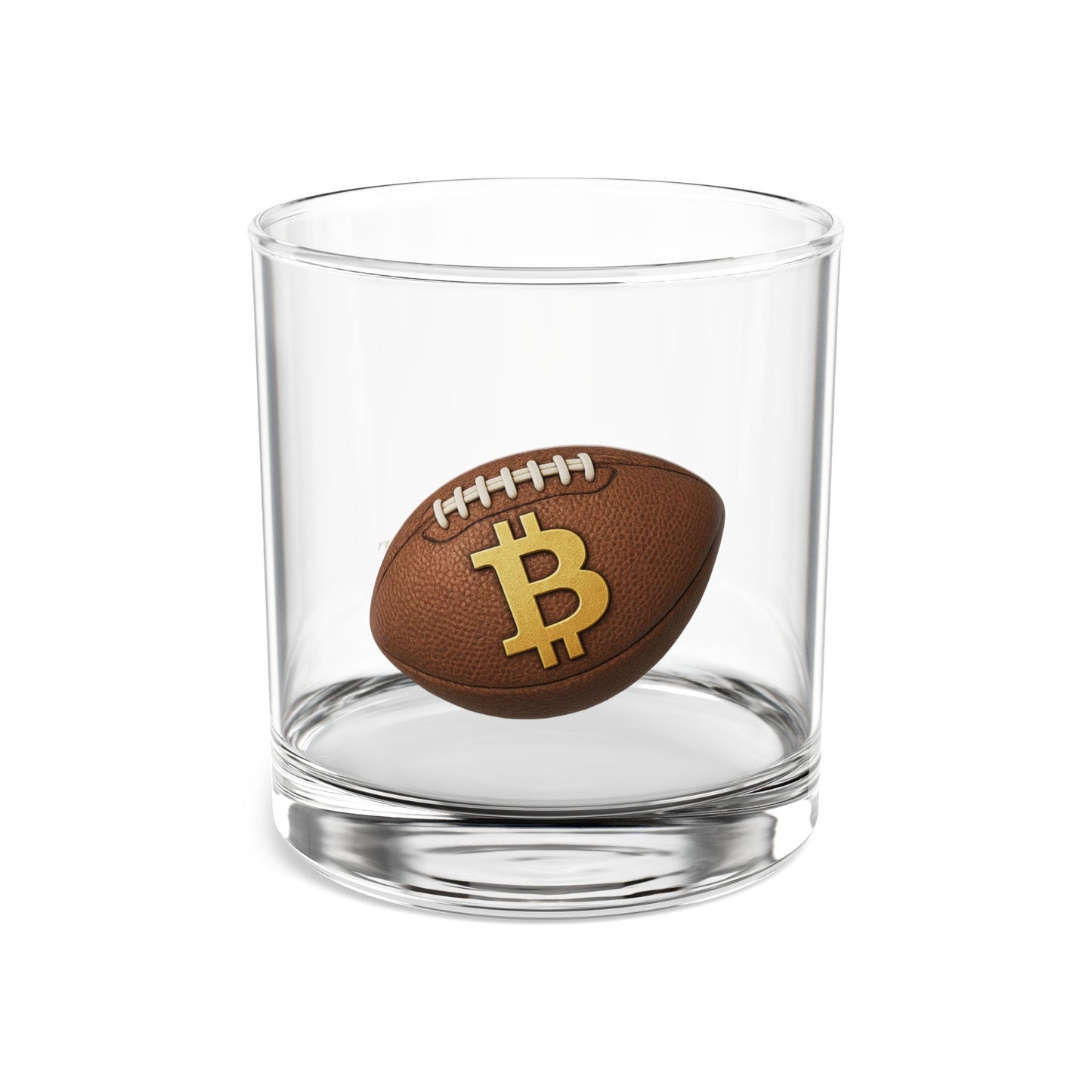Bitcoin Football Rocks Glass | 10oz Whiskey Tumbler | Sports Fans, Home Bars, Collectors, Unique Decor Item