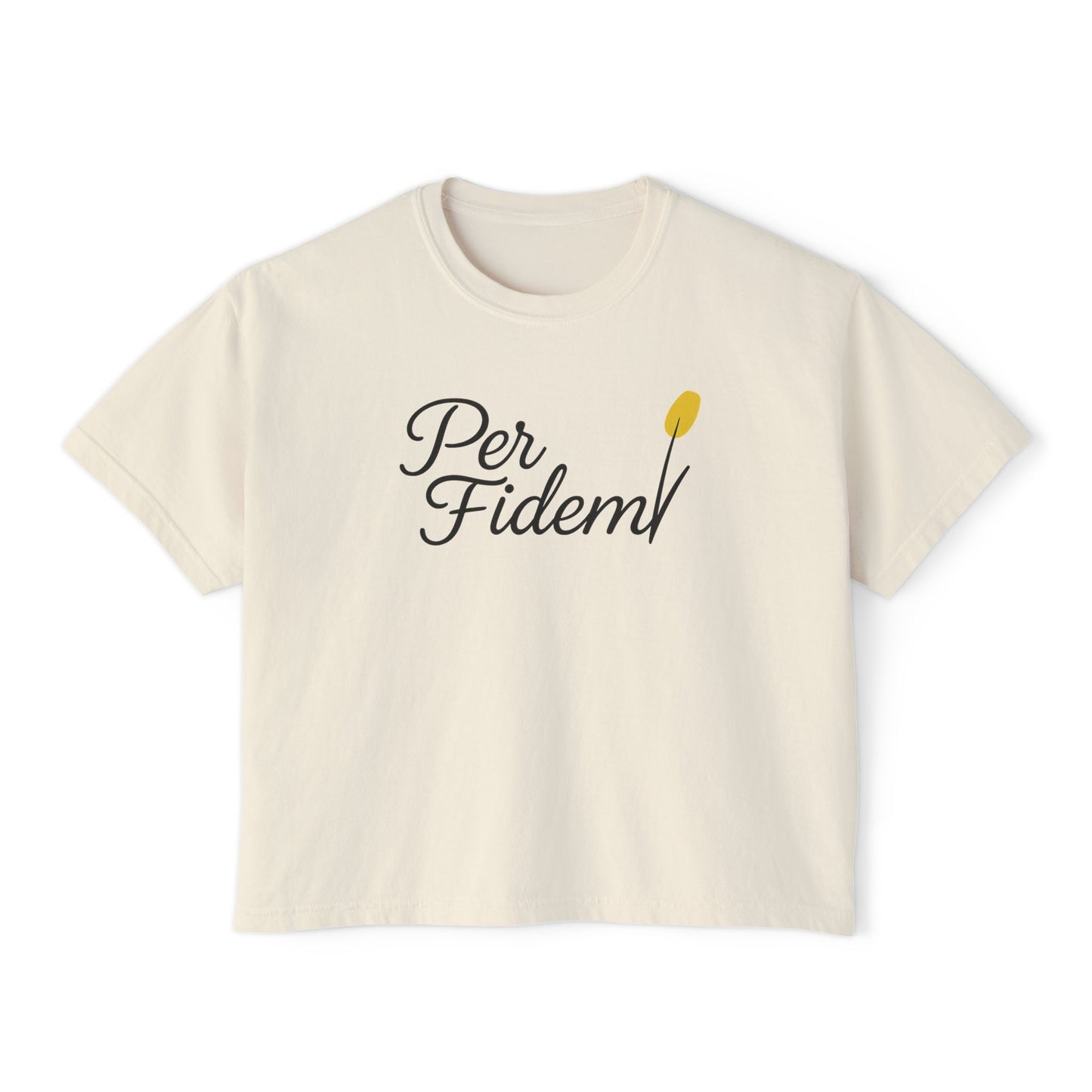 Per Fidem; Through FAITH - Women's Boxy Tee, Inspirational Graphic Tee, Gift, Everyday Wear, Motivational Shirt