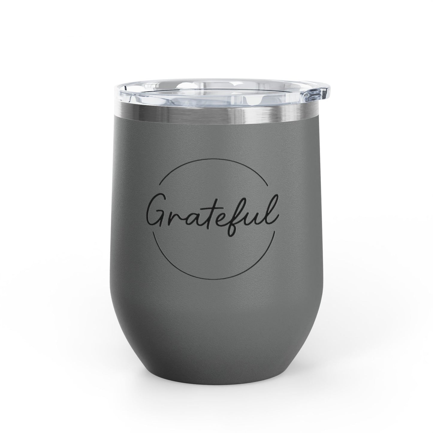 Grateful Wine Tumbler | 12oz Stainless Steel Insulated Cup, Birthday Gift, Wine Lover's Gift, Outdoor Events, Bachelorette Party Favor