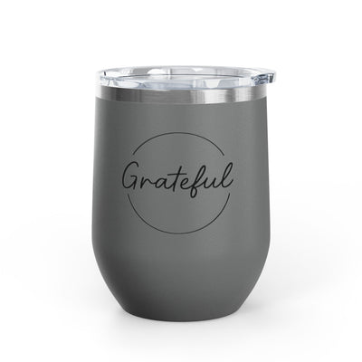 Grateful Wine Tumbler | 12oz Stainless Steel Insulated Cup, Birthday Gift, Wine Lover's Gift, Outdoor Events, Bachelorette Party Favor