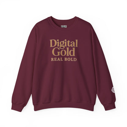 Sudadera de cuello redondo con diseño dorado digital: moda acogedora, regalo para amantes de la tecnología, cumpleaños y ropa informal, comodidad y estilo para el día a día. 