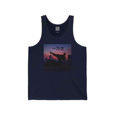 "Ten Thousand Times" Chinese - Jersey Tank with Inspirational Design, Cool Athletic Wear, Casual Summer Top, Perfect Gift for Fitness Lovers, Stylish Graphic Tee
