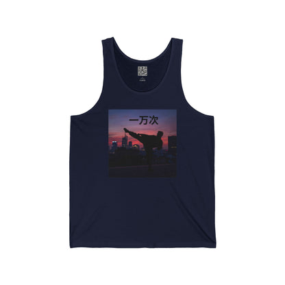 "Ten Thousand Times" Chinese - Jersey Tank with Inspirational Design, Cool Athletic Wear, Casual Summer Top, Perfect Gift for Fitness Lovers, Stylish Graphic Tee