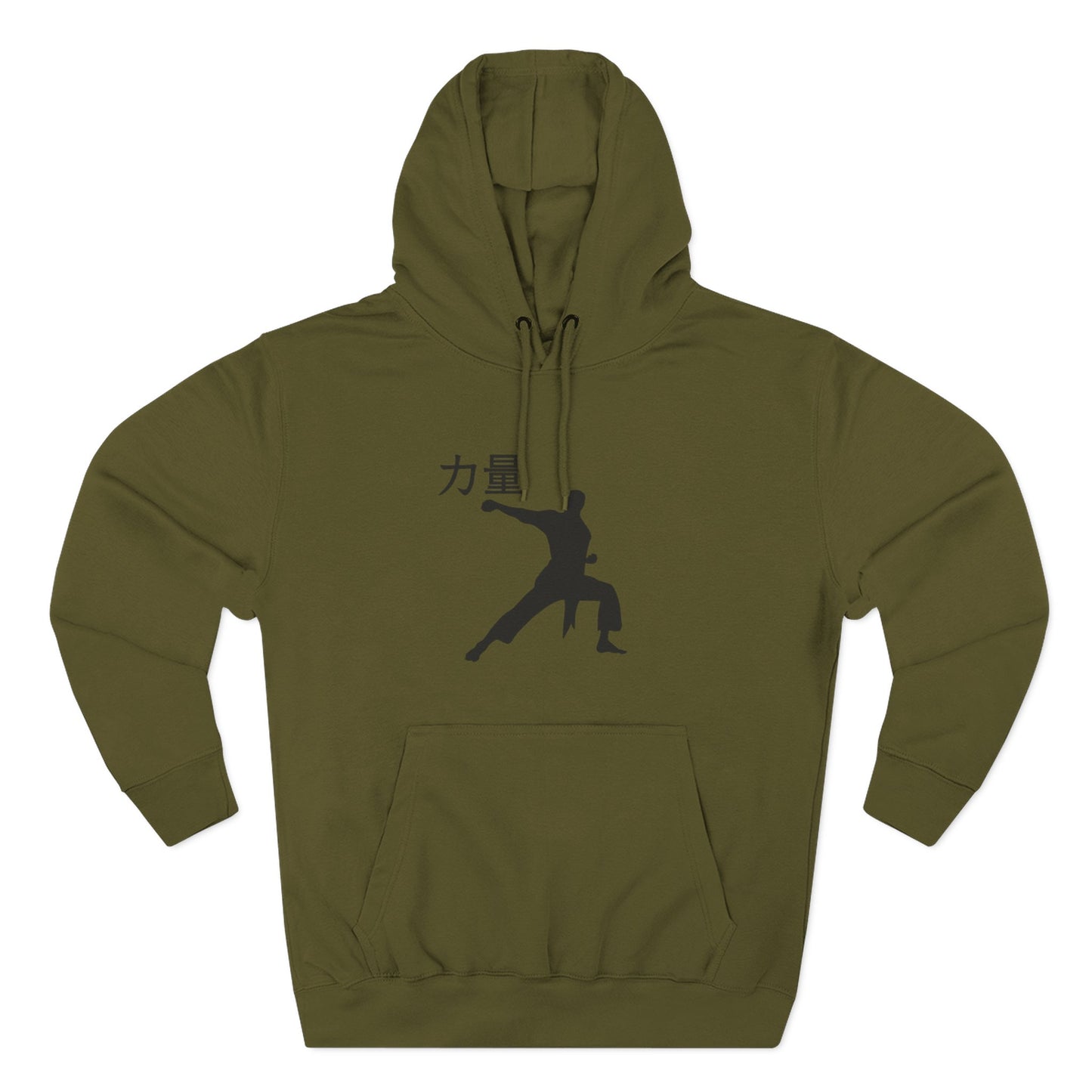Martial Arts Silhouette Hoodie — Strength (力量) Graphic Fleece