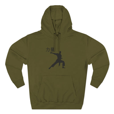 Martial Arts Silhouette Hoodie — Strength (力量) Graphic Fleece