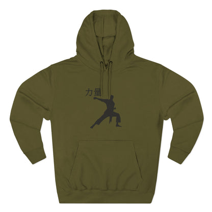 Martial Arts Silhouette Hoodie — Strength (力量) Graphic Fleece