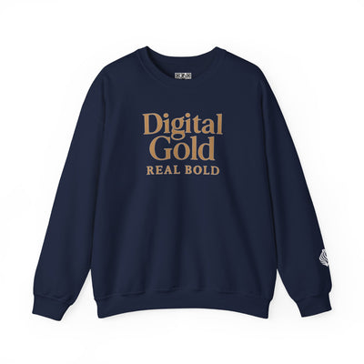Sudadera de cuello redondo con diseño dorado digital: moda acogedora, regalo para amantes de la tecnología, cumpleaños y ropa informal, comodidad y estilo para el día a día. 