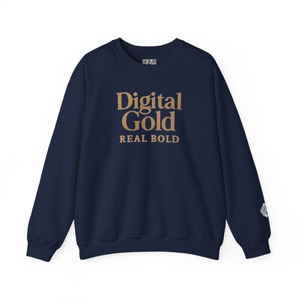 Sudadera de cuello redondo con diseño dorado digital: moda acogedora, regalo para amantes de la tecnología, cumpleaños y ropa informal, comodidad y estilo para el día a día. 